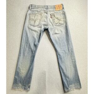 VTG Levis 514 Jeans Mens 32x30 Light Wash Distressed Slim Straight Denim Pants